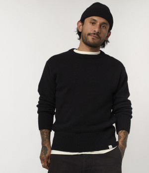 Black Merz B. Schwanen LOCC01 crew Men Pullover | MERZ5381690