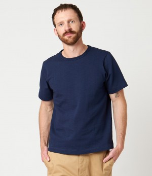 Blue Merz B. Schwanen 2S14 loopwheeled Men T Shirts | MERZ4617395