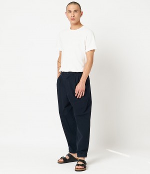 Navy Merz B. Schwanen PANTS03 pleated-front Men Pants | MERZ9028641