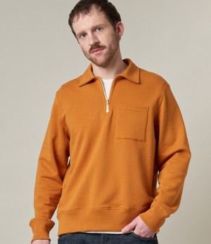 Orange Merz B. Schwanen 342Z loopwheeled half zip Men Sweatshirts | MERZ0376159