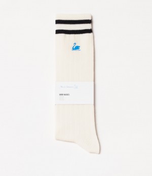 White / Black Merz B. Schwanen GS08 cotton Women Socks | MERZ0217863