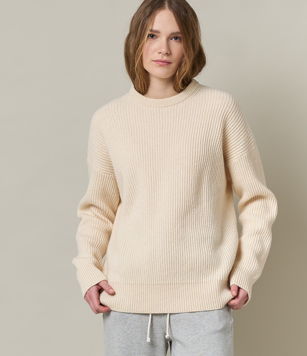 Beige Merz B. Schwanen WRIB01 crew Women Pullover | MERZ5073264