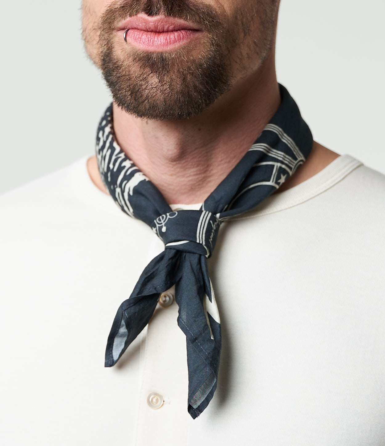 Blue Merz B. Schwanen BANDANA01 cotton Men Scarf | MERZ6735048