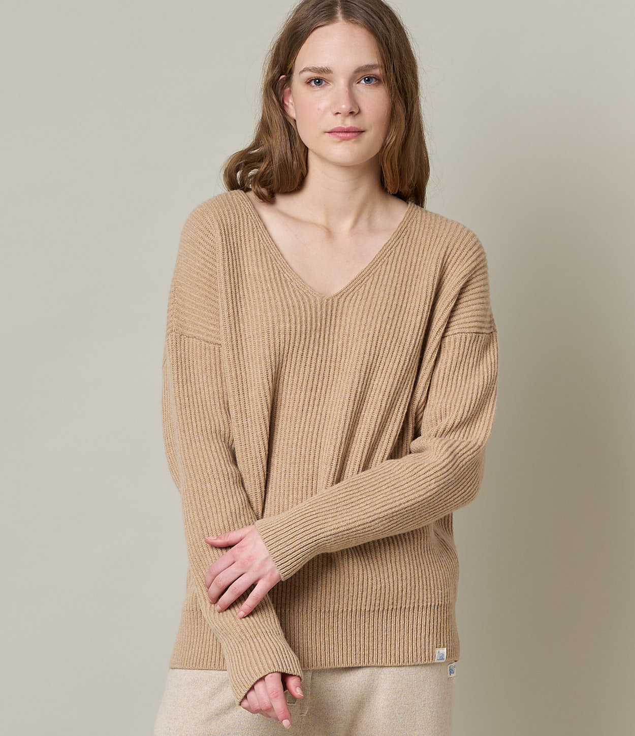 Brown Merz B. Schwanen WRIBV02 V-neck Women Pullover | MERZ7981062