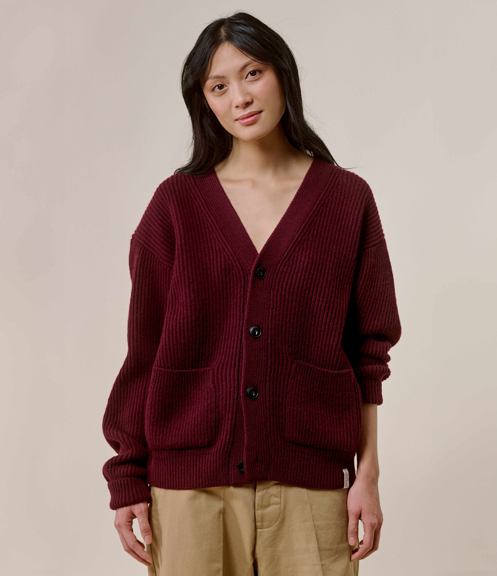 Burgundy Merz B. Schwanen LOCG02 Women Cardigan | MERZ8654209