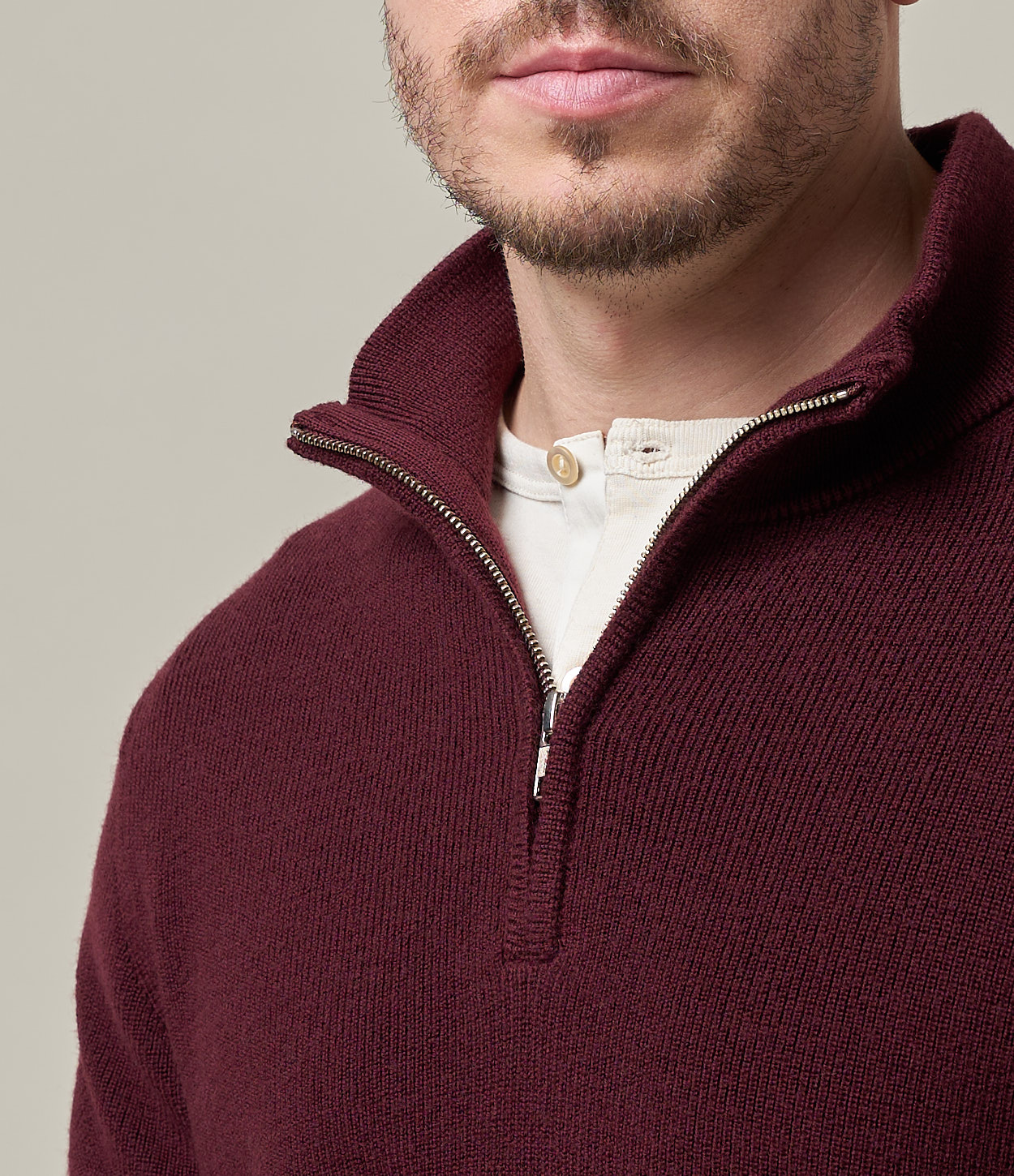 Burgundy Merz B. Schwanen MWZP04 half-zip Men Pullover | MERZ4925108